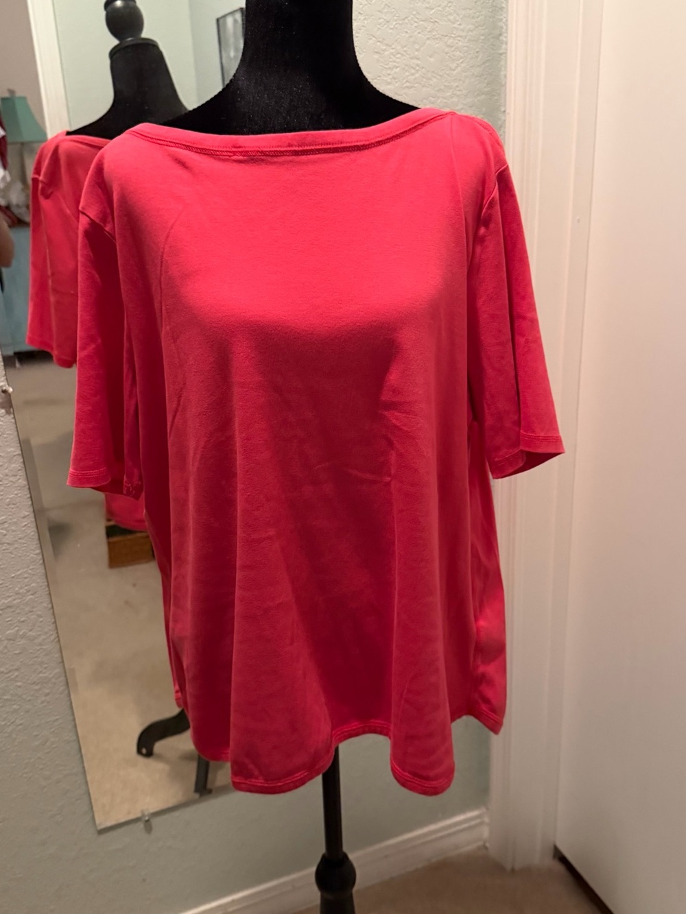 Talbots Short Sleeve Boatneck Top - Coral Pink
